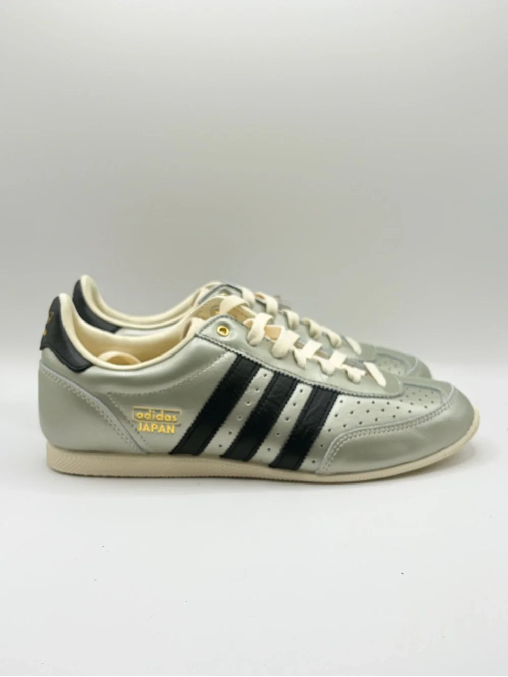 adidas Japan Metallic Silver Sneakers with Black Stripes
